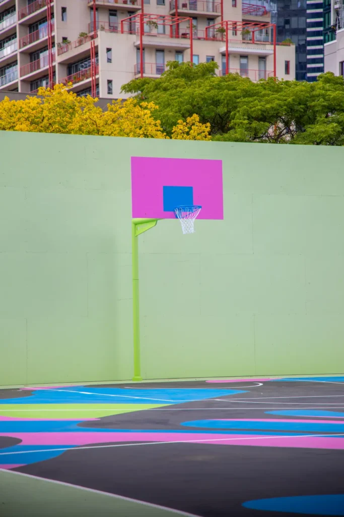 Basketball Court Vibrant Colors