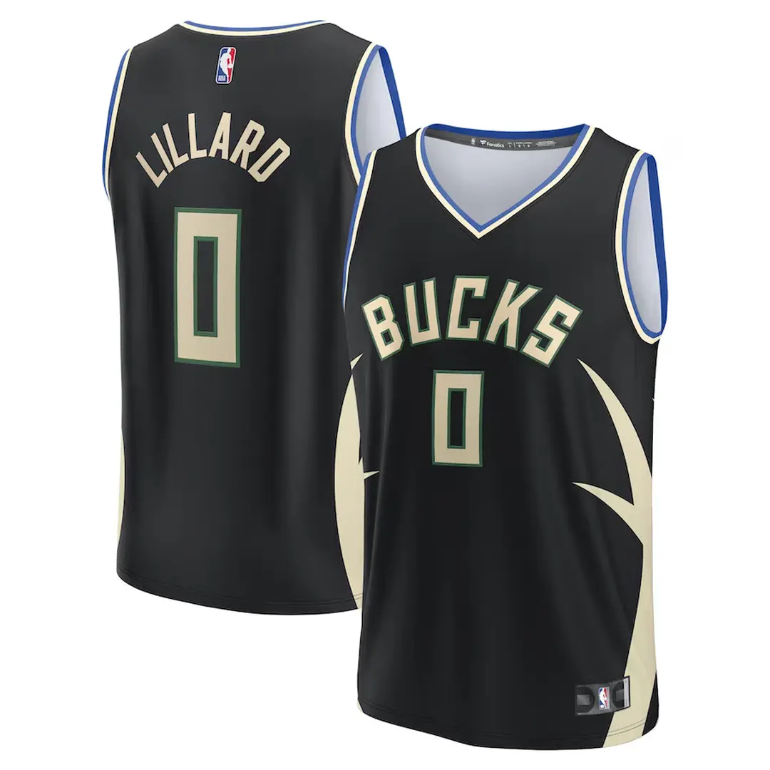Damian Lillard Milwaukee Bucks Fanatics Branded Youth Fast Break Player Jersey - Statement Edition - Black