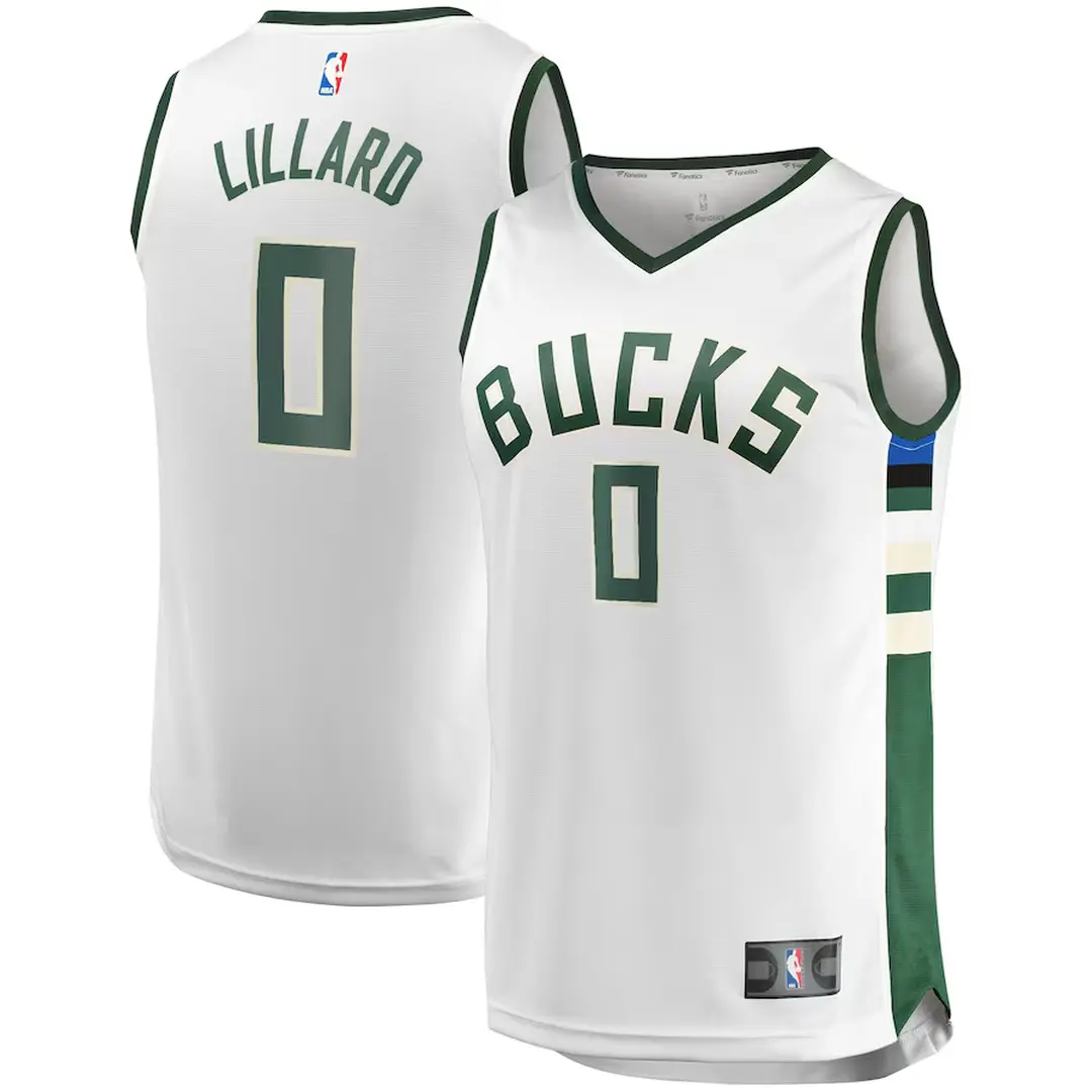 Damian Lillard Milwaukee Bucks NBA Gear White