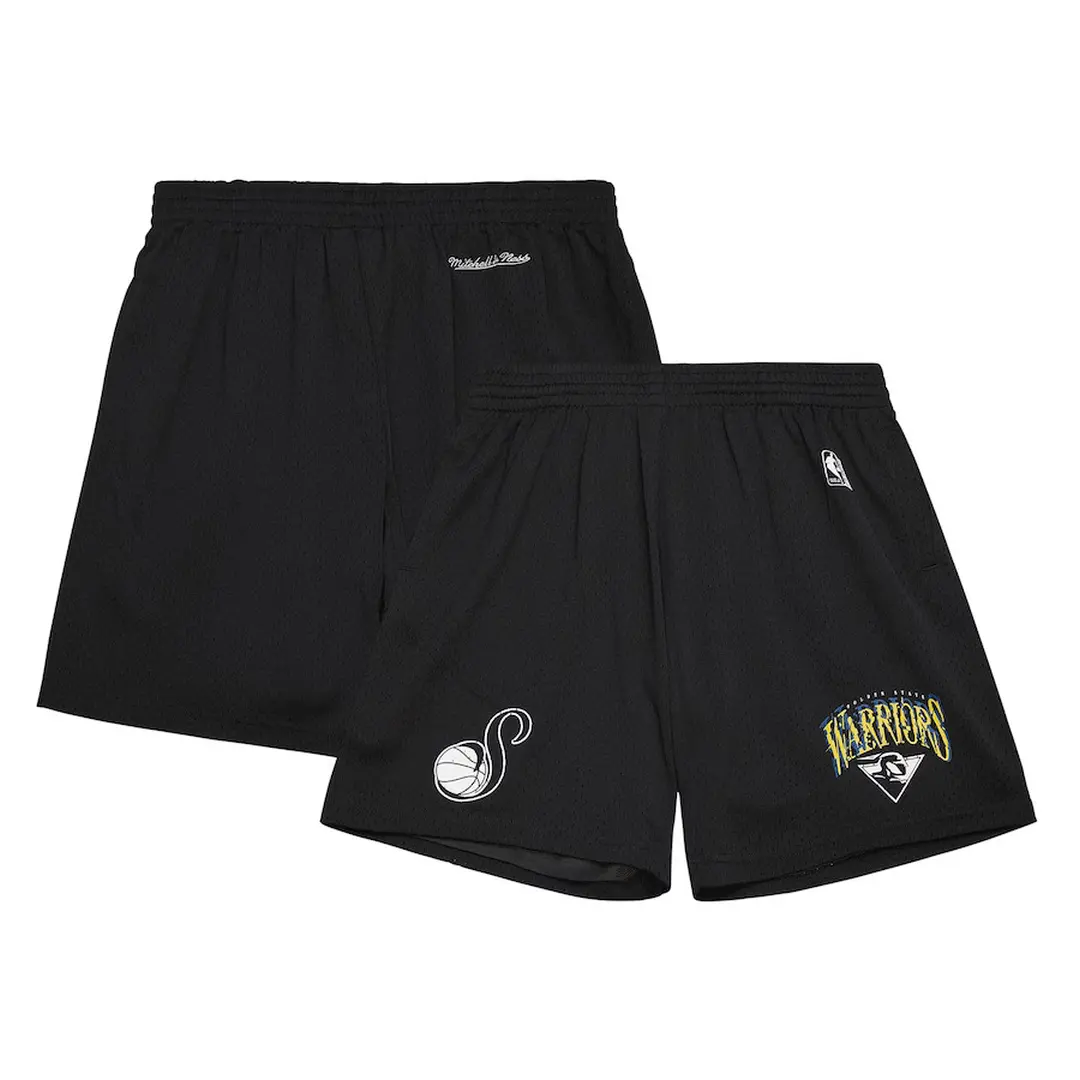 Golden State Warriors NBA Suga Glitch Shorts By Mitchell and Ness