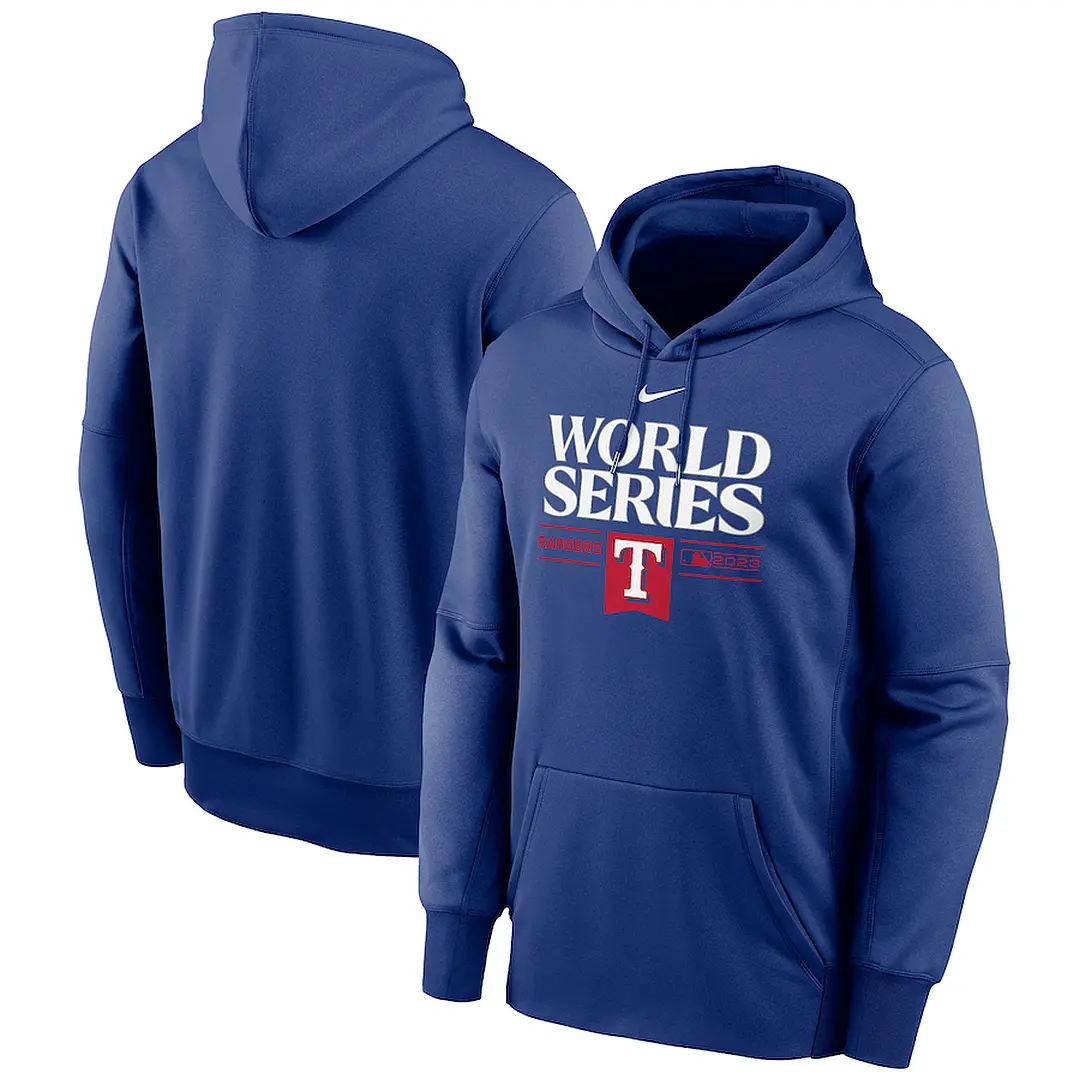 Men's Texas Rangers Nike Royal 2023 World Series Authentic Collection Dugout Pullover Hoodie